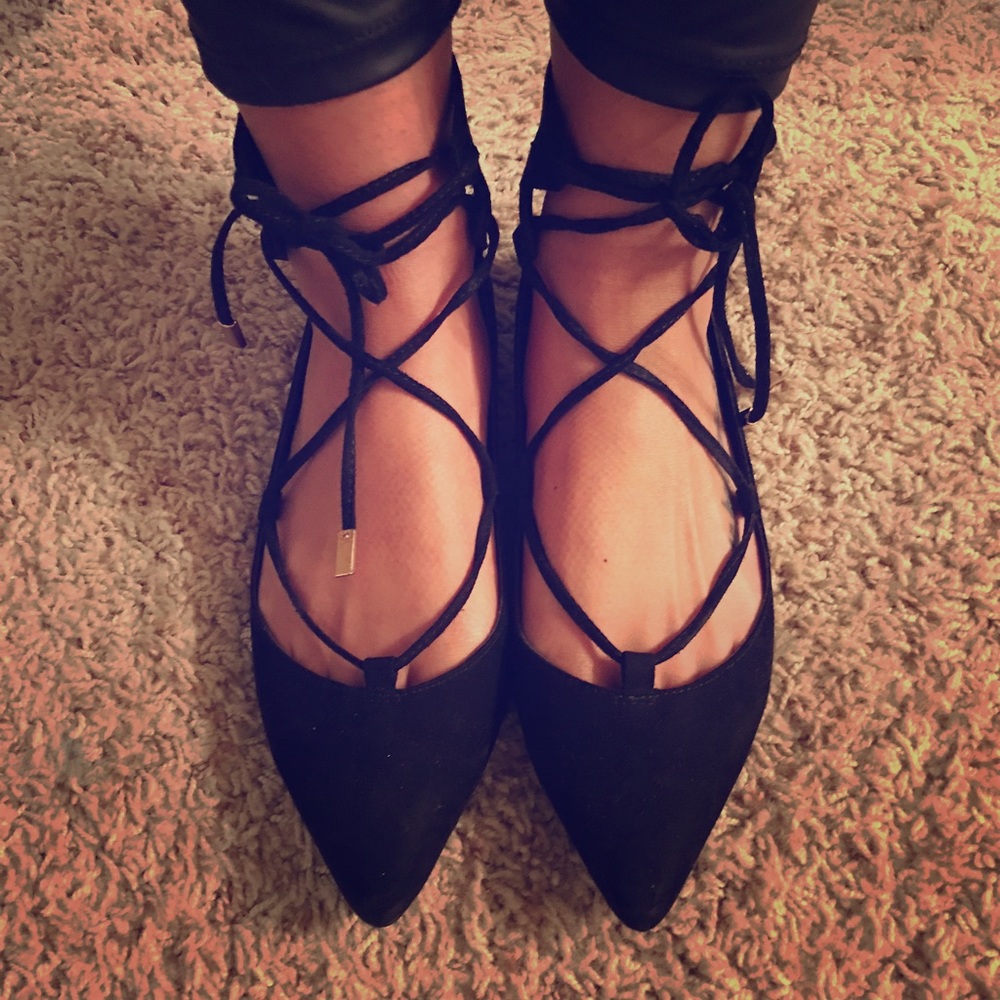 Topshop black pointed flats